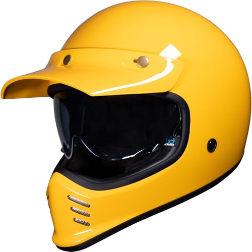 Royale II Retro Motorcycle Helmet, Sunset Yellow, L