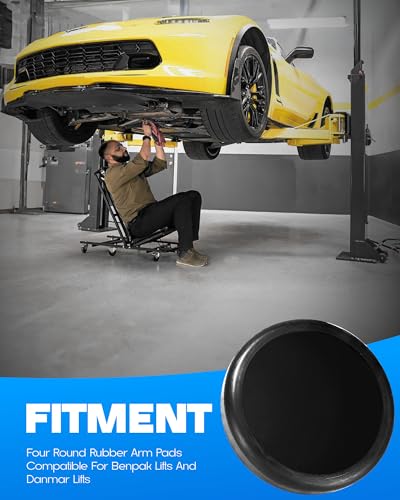 Image of 4-Pack Round Rubber Arm Pads Compatible with Benpak Lifts and Dannmar Lifts Replacement for Bendpak Car Lift Rubber Pads # 5715017