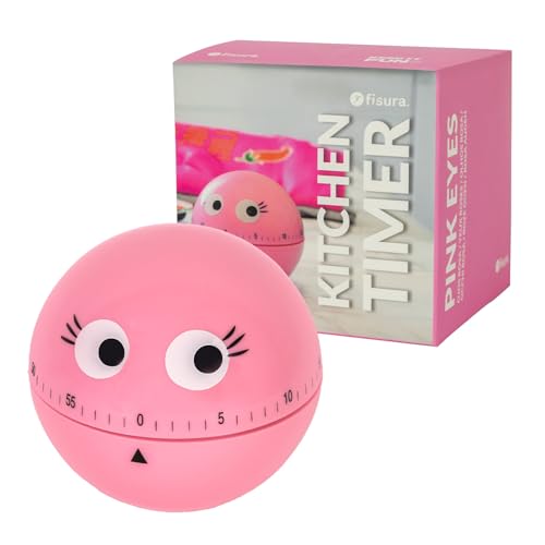 Fisura – Timer da cucina originale a forma di occhi rosa. Minutiero analogico da 60 minuti, conto alla rovescia per bambini e metodo Pomodoro. Idea originale e pratica.