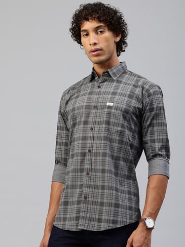 Image of Majestic Man Men Comfort Slim Fit Pure Cotton Tartan Checked Casual Shirt