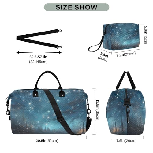 Large Travel Duffel Bag, Starry Sky Sports Tote Gym Bag, Shoulder Weekender Overnight Bag for Women Men, Carry On Luggage with Toiletry Bags3