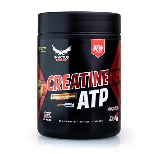 INVICTUS REDLINE Creatina Monohidratada ATP 500G | Creatina Creapure | Soluble en Polvo | Ideal Fit Para Deportistas | Genera más Fuerza, Resistencia y Volumen Muscular | Evita la Sarcopenia