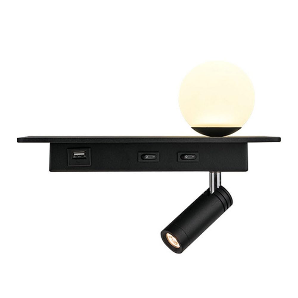 SXSCARKX Wall Mounted Reading Light with Romantic Ball Light, Multifunctional Switch USB Port, Bedside Sconce for Bedroom, Adjustable 3W Spotlight + 5W