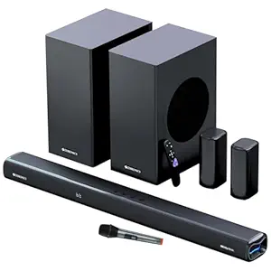 ZEBRONICS New Launch Juke BAR 9850 7.2.2 (5.2.4) Channel Soundbar, 725 Watts, Dolby Atmos, HDMI eARC, Optical, Dual Wireless (Subwoofer + Satellites), Wireless UHF Microphone, RGB LED, Powerful Bass
