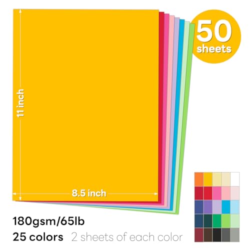 image for Colored Paper 8.5 x 11 Assorted, Goefun Colored Cardstock 25 Colors 65