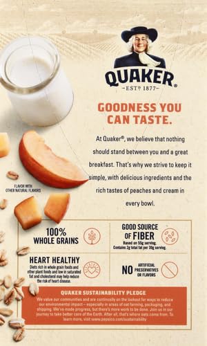 Image of Quaker Instant Oatmeal, Peaches & Cream, 1.23 Ounce (Pack of 8)