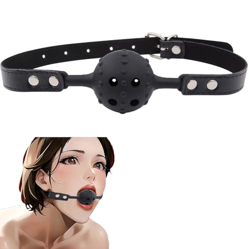 PUTISHU Soft Silicone Ball Gag Mouth Opener Plug Adjustable Size Open Breathable Chew Open Mouth Ball Domination Fetish Fantasy for Couples