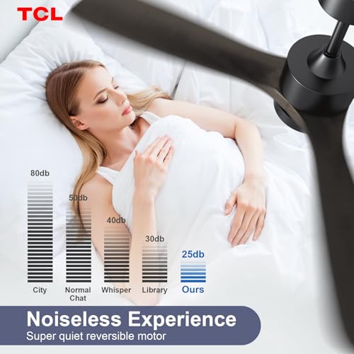 Image of TCL Ceiling Fans with Light and Remote: 60 inch 3 Wooden Blades 3 Dimmable LED Fan for Room Indoor Modern Farmhouse Decor - 6 Speed Memory DC Reversible Fan Lights (Brown, 60 Inch)