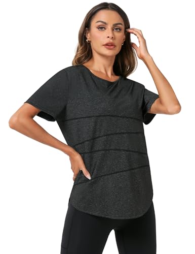 Terecey Camiseta Deportiva Mujer Manga Corta Camisetas Fitness de Secado Rápido Top Transpirable para Entrenamiento Running y Ocio en Gimnasio Exterior y Casa - imagen 2