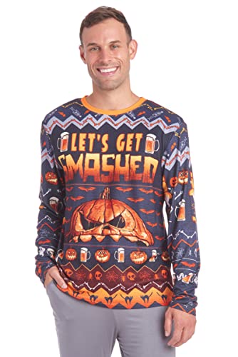 Dreamwave Hallowee Mens Funny Let's Get Smashed Halloween Pumpkin