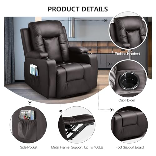 Sillón reclinable ergonómico un cuerpo color cuero miniatura 5