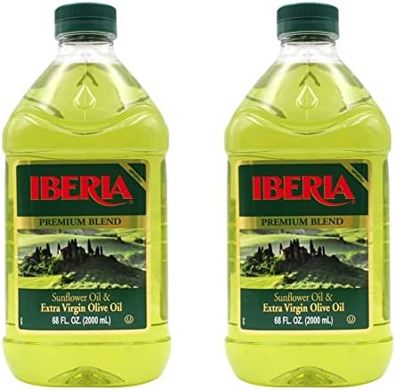 Iberia Premium Blend, Sunflower Oil & Extra Virgin Olive Oil, High Heat Frying, 68 Fl Oz (Pack of 2)