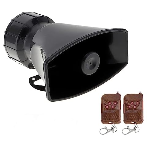 ePathChina 7 Sounds Loud Car Warning Alarm Police Fire Siren Horn Speaker with Brown Remote Controller 12V 100W (2PCS Remote Controller) Cover