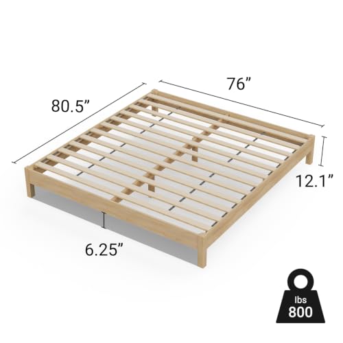 Image of LIFEMENT King Bed Frame Signature Wood Platform, Noise Free, Under Bed Storage, No Box Spring Needed, Easy Assembly, New Natural
