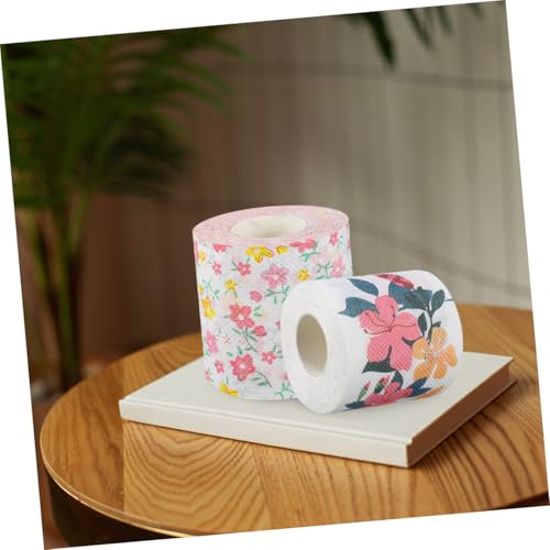 Papel higiénico estampado de flores OUNONA con 2 rollos de textura suave para el hogar 8