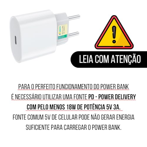 Power Bank Carregador Portátil 20.000mAh Digital compatível com iPhone e Samsung