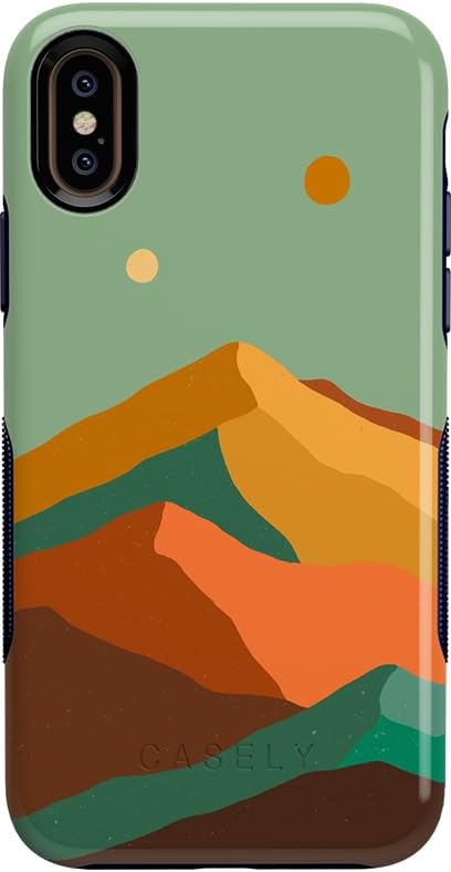 Casely Funda para iPhone XXS Endless Peaks Funda de montaña con bloques de color