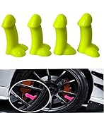 4 PCS Yellow Prank Tire Valve Stem Caps Funny Airtight Dust Proof Covers Universal for Cars, SUVs, B