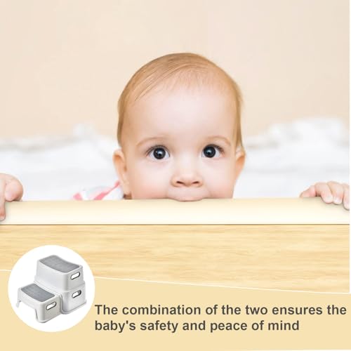 Miniatura 7 de Taburete Infantil De 2 Niveles Protección De Cantos 1 M , Taburete Seguro Con Pies Antideslizantes Y Protección Antivuelco, Peldaños Perfilados, Para Baño, Aseo, Cocina Y Habitación Infantil Pálido