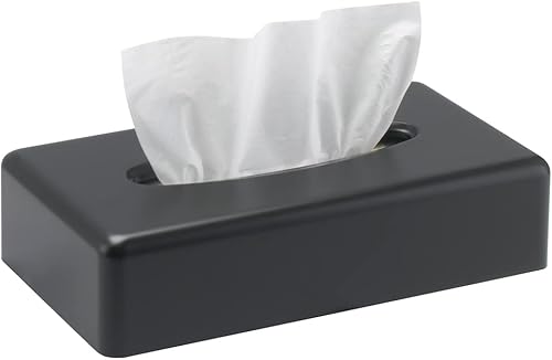 Funda para caja de pañuelos, dispensador rectangular negro montado en la pared, preferencia para almacenamiento en tocador de baño, cocina, mesita