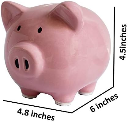 Piggy Bank,Child to Cherish Ceramic Pig Money Piggy Banks for Boys Girls Kids (Pink, M)
