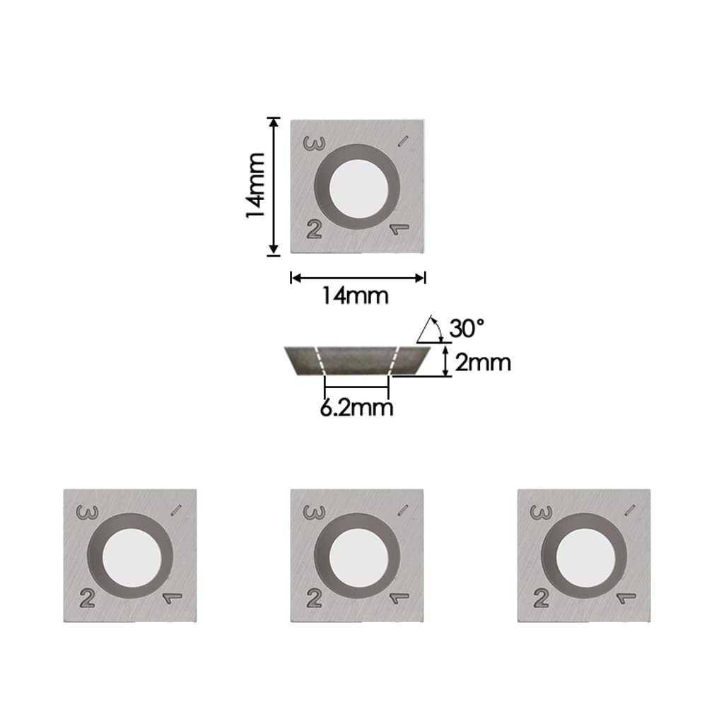HM Vorschneid-Wendeplatten 14x14x2,0mm für Holz Drehmaschine und Holzbearbeitung Drehen Meißel, 10 Stück