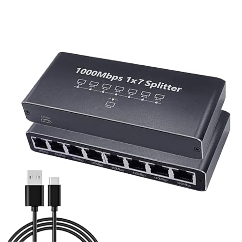 Concentrador Ethernet | Conmutador de red de 8 puertos | Adaptador Ethernet de alta velocidad 1000 Mbps Plug and Play para ordenador de oficina en casa Pared TV portátil comercial