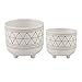 Flora Bunda Mid Century Set of 2 Handpainted Geometric Ceramic Planter 6 Inch W & 5 Inch W Ceramic Planter Pot with Sturdy Legs, White and Gold Line Planter Pot