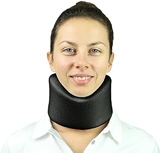 Vive Neck Brace by Cervical Collar - Adjustable Soft Support Collar Can Be Used During Sleep - Wraps Aligns and Stabilizes Vertebrae - Relieves Pain and Pressure in Spine (Black, 4" (Four Inch Width))
