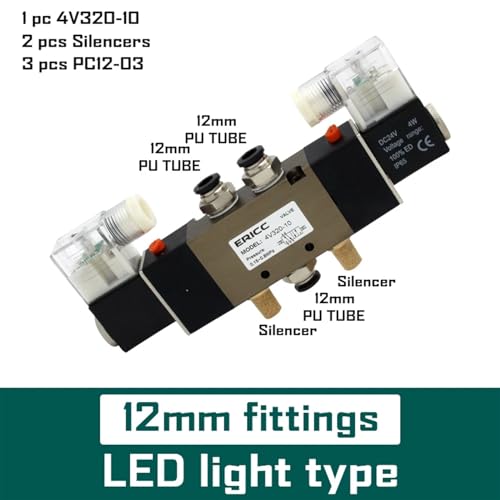 Électrovanne 4V320-10 évite les fuites d'air avec ses raccords étanches 12mm - 3