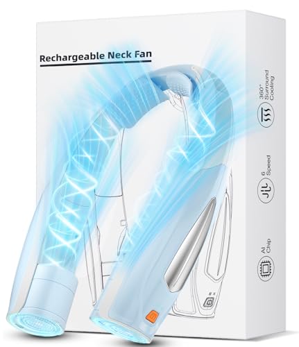 Image of Hionly Neck Fan, 6 Speeds Adjustable Portable Personal Fan Rechargeable, 6000 mAh Battery Faster Cooling Wearable Fan, Ultra Quiet for Home, Office, Travel, Outdoor