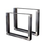 Zelsius Tischbeine Tischkufen Tischgestell 2 Stück Metall Kufen Rohstahl oder Grau I Verschiedene Größen I Industrie ((B) 64 x (H) 40 cm, Rohstahl (transparent lackiert))