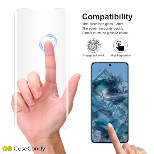 Image of Casecandy - (Pack 2 Screen Protector for Pixel 8 Pro | Curved Screen Guard Protector For Google Pixel 8 Pro - Fingerprint Support /Bubble Free /HD