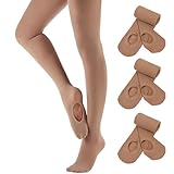 Dancing Kitty 3 Pairs Ultra Soft Convertible Ballet Dance Tights for Girl Light Suntan 60 Denier 7D33