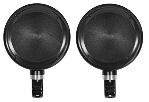 Image of Rockville MAC40B 4-in Black Swivel Aluminum Motorcycle Handlebar Speaker Pods, 6061 Aircraft-Grade Build, Waterproof Marine Design, 360 Mounting Clamps Fit 0.75-1.5-in Bars, 2-Piece