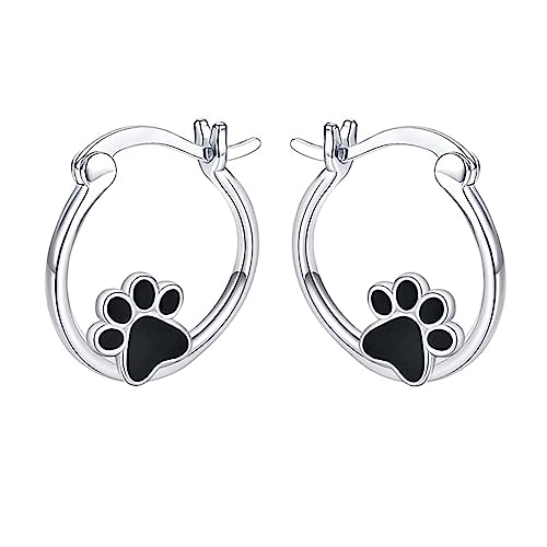 Newzenro Hypoallergenic Puppy Paw Hoop Earrings For Women Teen Girls Cute Cat Dog Pet Print Animal Huggie Hoops For Sensitive Ear Fashion Jewelry Gifts cover