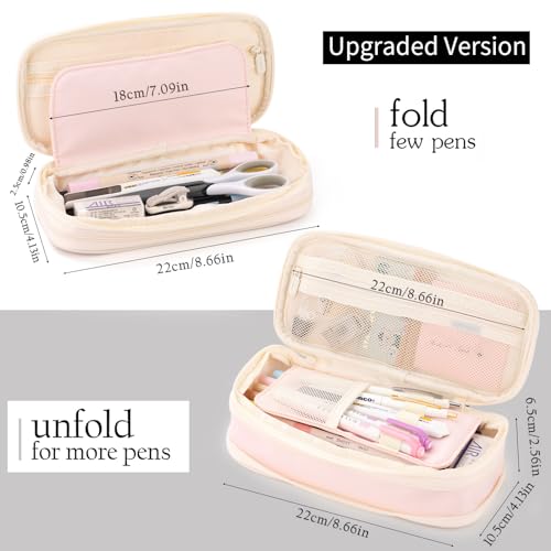 easthill big capacity pencil case large pencil pouch stationery pen bag for teen girls-pink