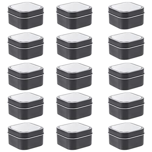 Image of Tin Containers with Lids Square Metal Tins with Window Lids 2.63 X 2.63 X 1.57 in Storage Tins for Candle Making Diy Creams Balms Craft Supplies 15 Pack