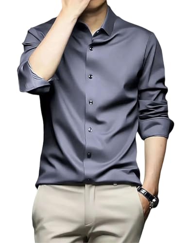 Image of IndoPrimo Men's Stylish Solid Satin Casual Shirt for Men Full Sleeve