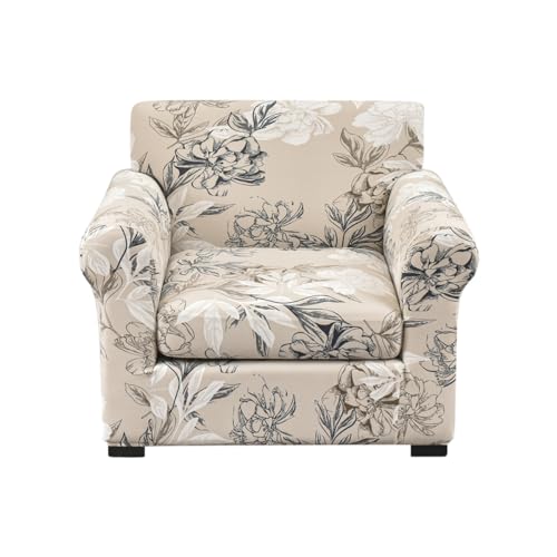 Forcheer 2 Piece Armchair Slipcovers Flower Printed Sofa Couch Covers With 1 Separate Cushion Couch Covers Washable Sofa Slipcover With Elastic Bottom For Living Room cover