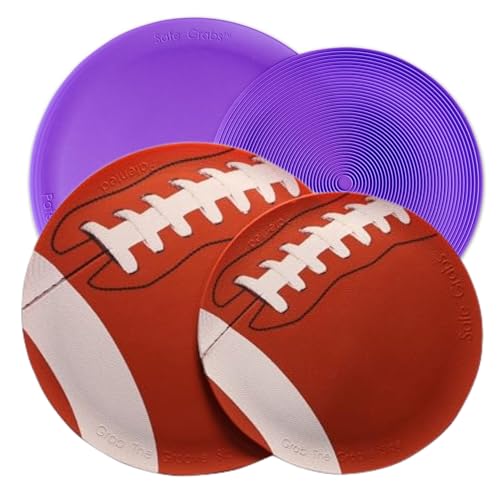 Image of Safe Grabs: Multi-Purpose Silicone Original Microwave Mat as Seen on Shark Tank | Splatter Guard, Trivet, Hot Pad, Pot Holder, (BPA Free, Heat Resistant, Dishwasher Safe), Set of 2 Purple & Football