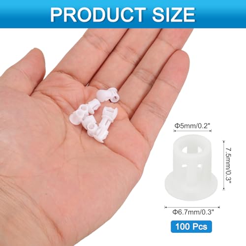 Image of uxcell 100pcs Nylon Plastic Hole Plugs, 1 /5 inch (5mm) Round Drill Screw Hole Plugs Covers, White