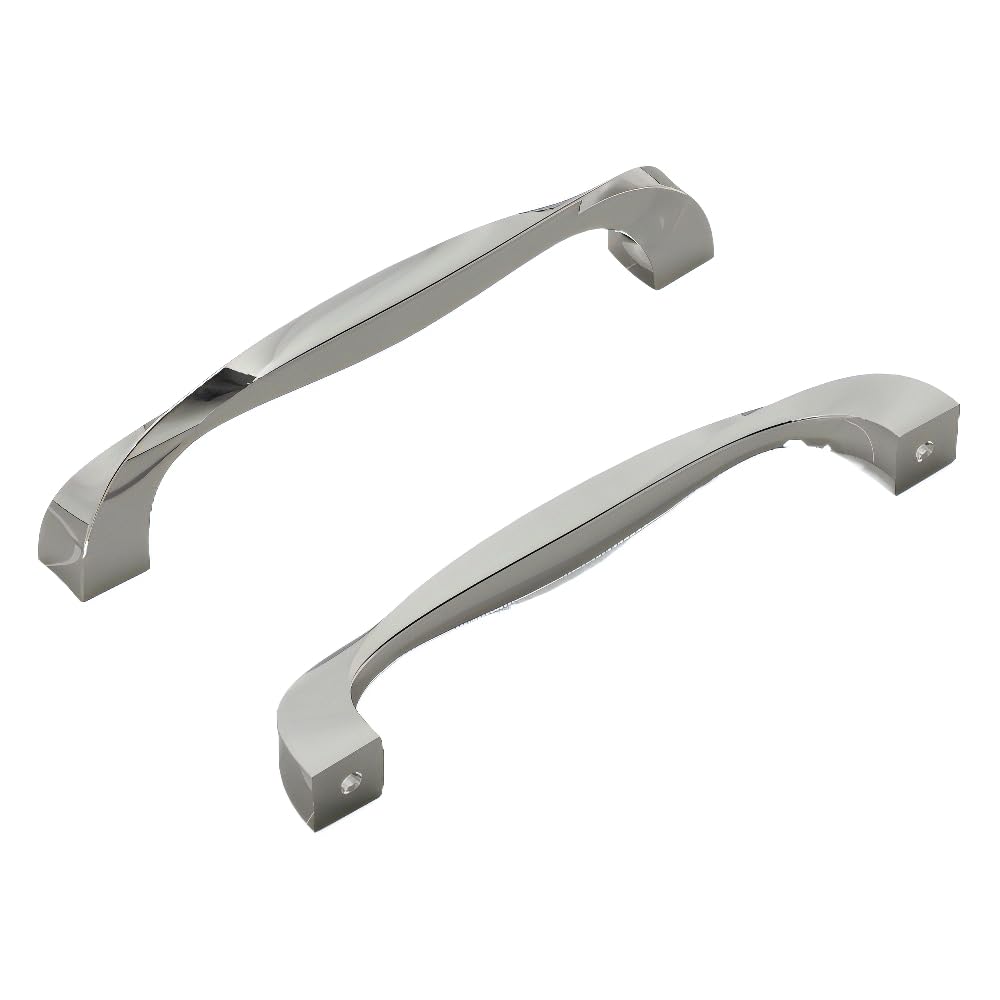 Hickory Hardware H076017-14-10B Büküm Toplama Çekişi, 128 mm Merkezden Merkeze, Cilalı Nikel, Her Biri 10 Adet
