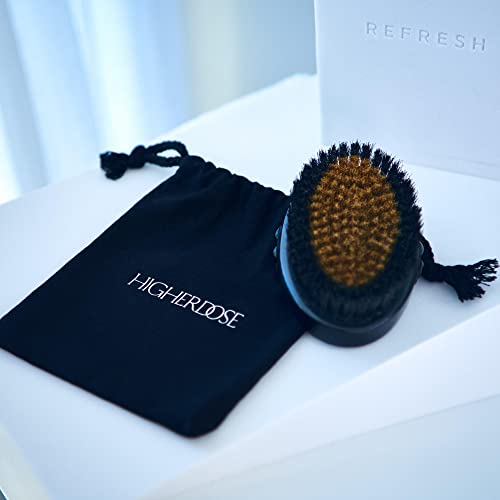 HigherDOSE Supercharge Body Brush Exfoliator - Lymphatic Drainage Dry Brush to Accelerate Drainage of Toxins & Fat with Ion-Charged Copper Bristles - Helps to Reduce Cellulite & Soften Skin