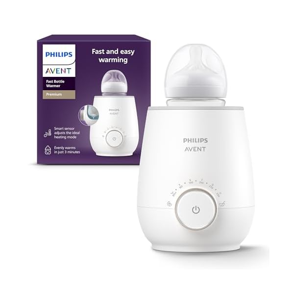 Philips Avent Schneller Premium-Fläschchenwärmer, mit intelligenter Temperaturregelung, Wasserbadtechnologie, automatischer Abschaltung, Modell SCF358/00