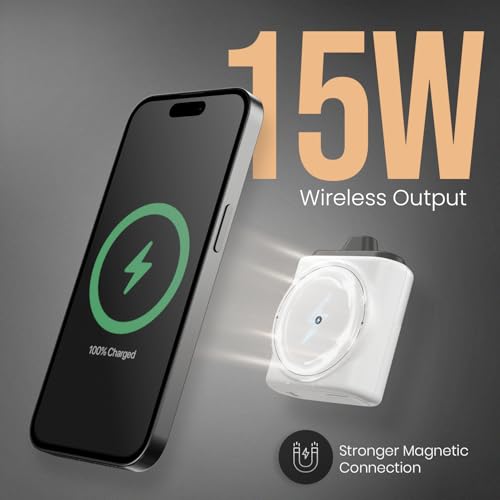 Image of Portronics Moji 10K Smallest Wireless 10000Mah Fast Charging Power Bank with Detachable USB Type-C Cable, Strong Magnet, 20W Wired Output, for iPhone 12 & Above, Android & All Qi Enabled Devices