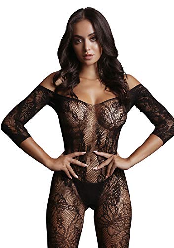 Bodystocking noir haut de gamme en dentelle fine par Shots Le Désir