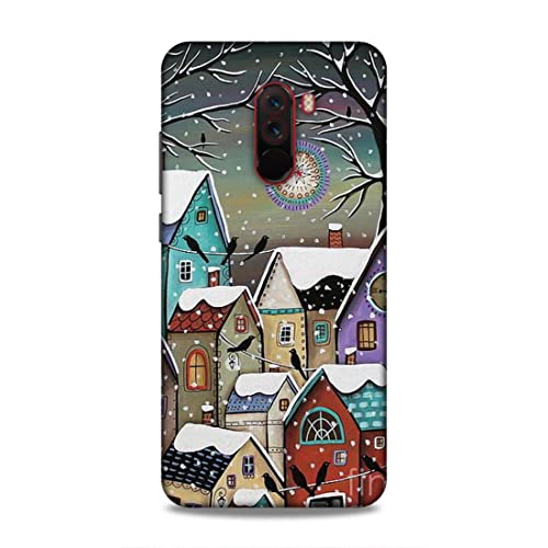 Image of Printed Mobile Back Hard Case Cover for Xiaomi Poco F1 | Snowfall, Houses, Animated, Home Sweet Home -2186