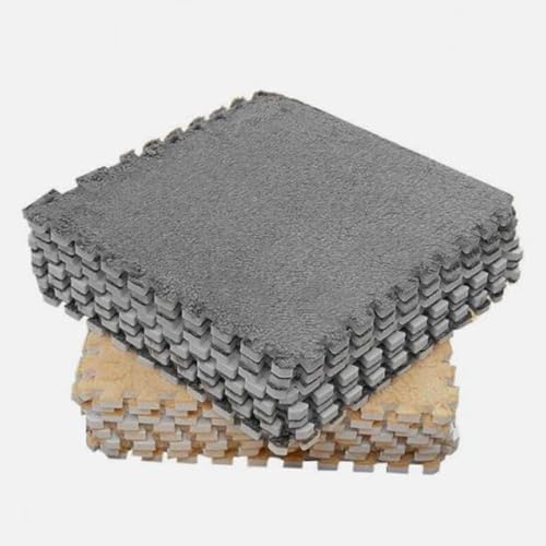 Sunicon 10 Stück ineinandergreifende Plüsch-Schaumstoffmatten, 30 x 30 cm, multifunktional, rutschfest, weiche Teppichfliesen, Plüsch-Bereichsteppich, ineinandergreifende