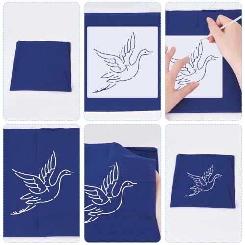 FREEBLOSS Embroidery Stencils 5.5x5.5 Inch Sashiko Geometric Patterns for Quilting and Hand Embroidery Acrylic - Image 3